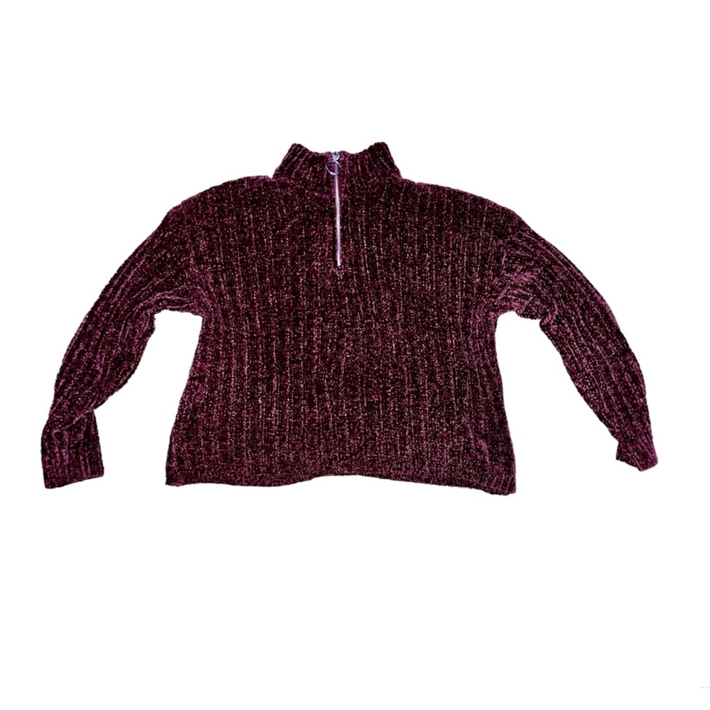 Large Fleece Plum Half-Zip Sweatshirt